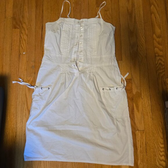 White Vintage babydoll Sundress with pockets! - Picture 2 of 6